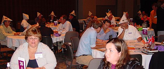 Participants in a team building event